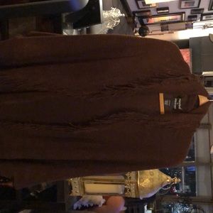 Chocolate brown ruana with fringe
